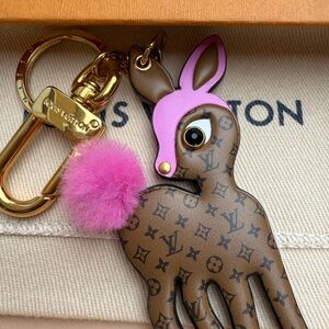 Louis Vuitton Pink Animal Keychain/bag charm with Gold Accents
RARE
